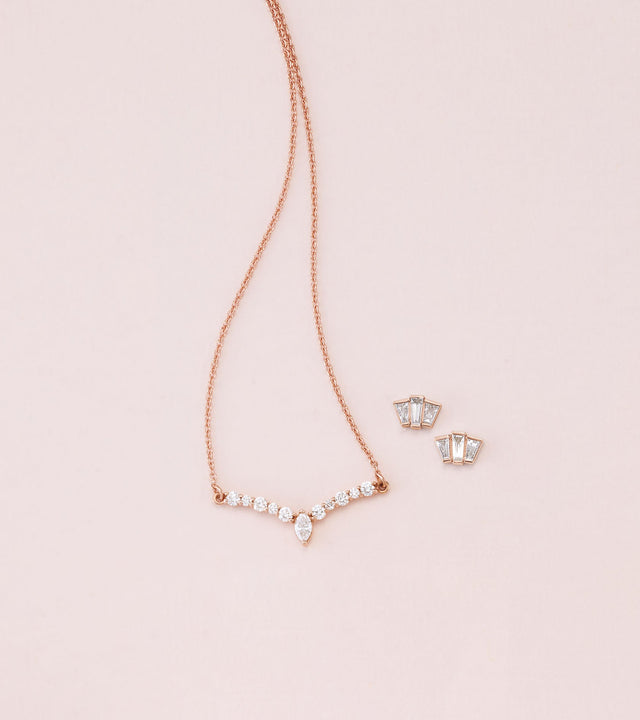 Rose gold jewelry. Pink gemstones.