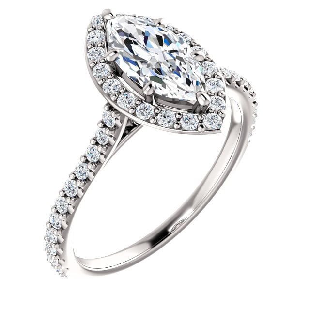 Lab-created marquise diamond ring