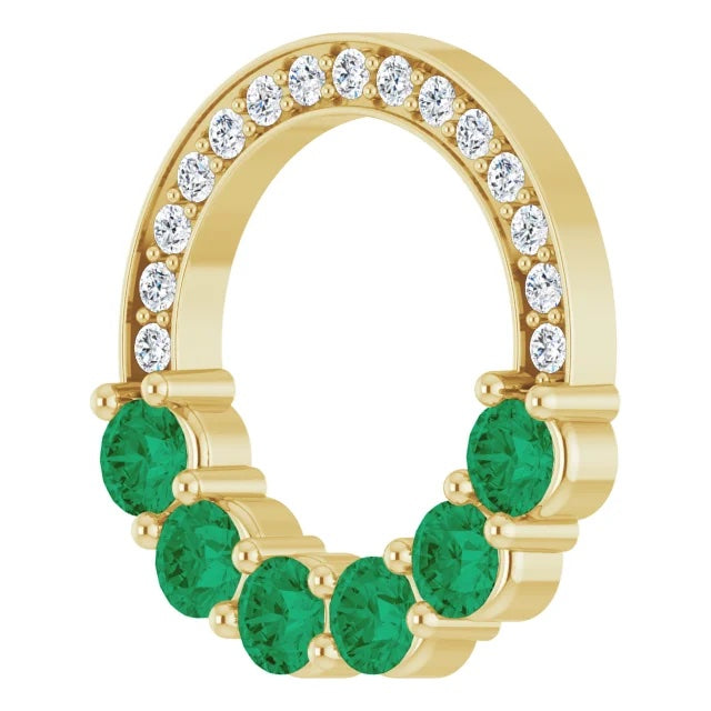 green emerald and diamonds pendant