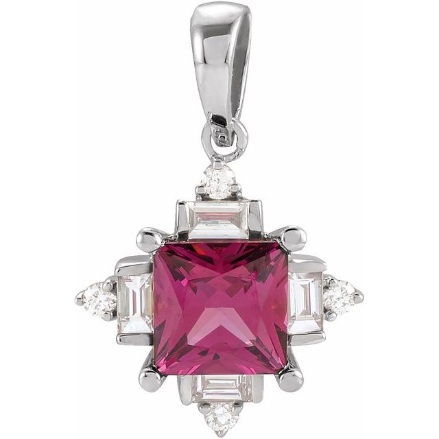 Garnet pendant with diamonds