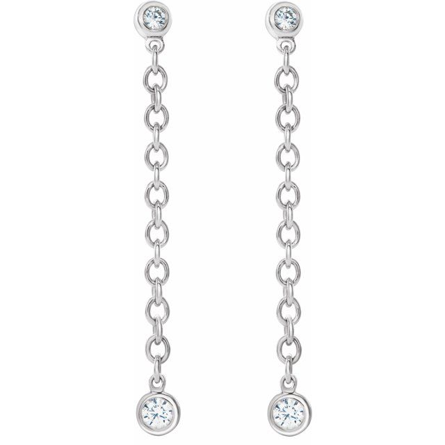 White Bezel Chain Earrings - Lumi Jewelry