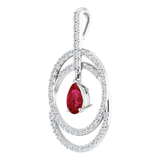 Natural Ruby pendant with diamonds