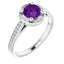 Amethyst halo ring with diamond accents