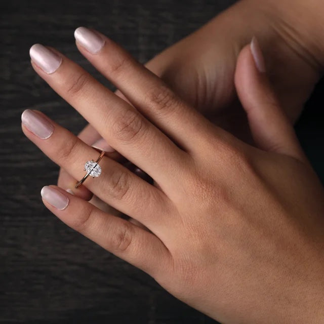 Oval Lab-grown Diamond Solitaire Engagement ring on rose gold