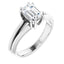 Emerald cut diamond engagement ring with double band