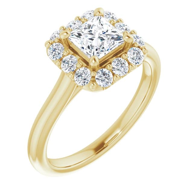 Yellow princess cut engagement ring
