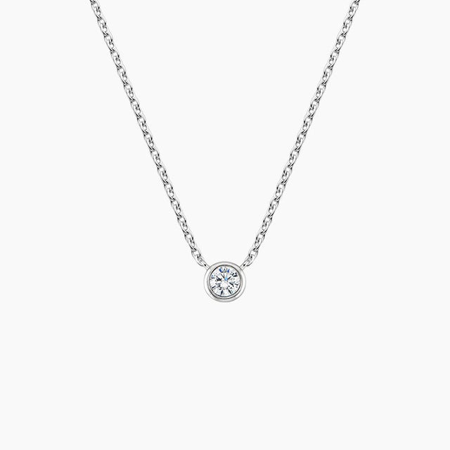 Bezel set Solitaire Diamond Necklace - Lumi Jewelry