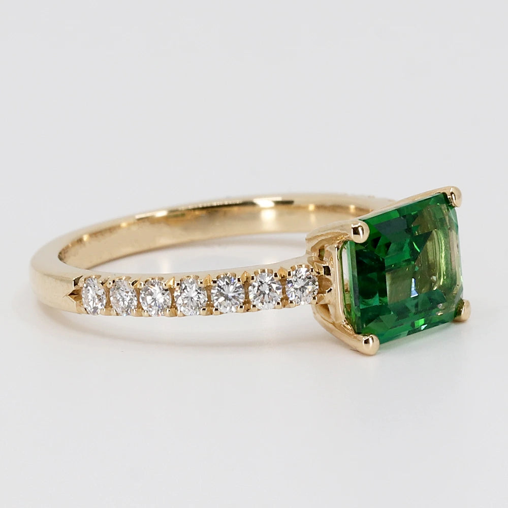 Natural Green Tourmaline 6.93 carats set in 14K White Gold Ring with  Diamonds / Jupitergem