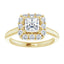 Yellow square halo engagement ring