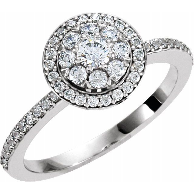 Cluster Natural Diamond Engagement Ring
