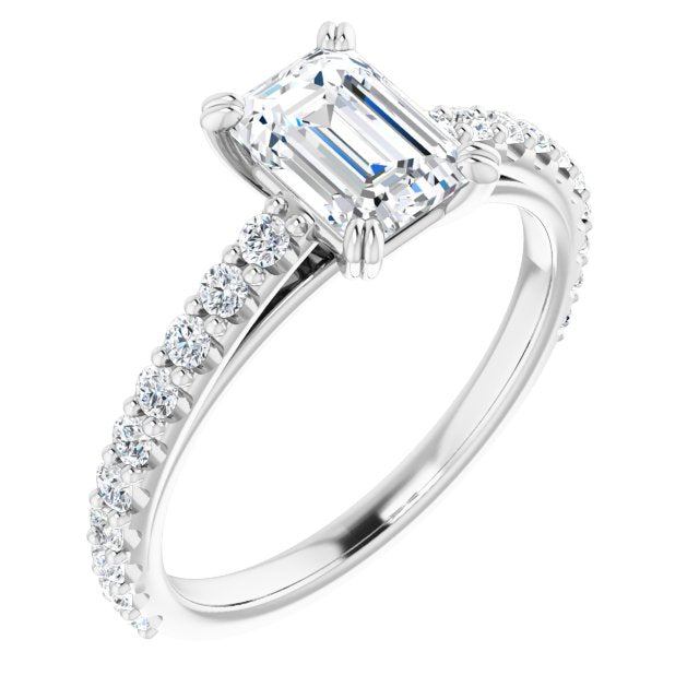 Emerald diamond engagement ring