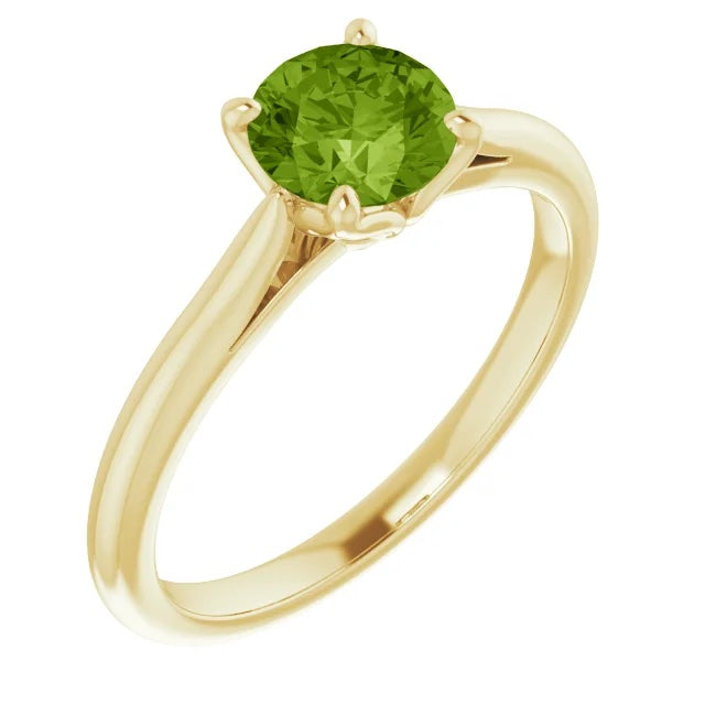 Natural Green Sapphire Solitaire Ring