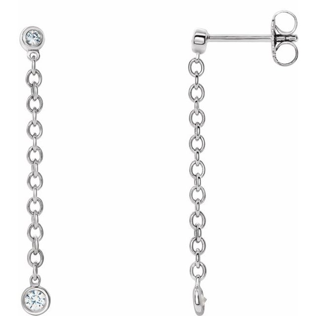 White Bezel Chain Earrings - Lumi Jewelry