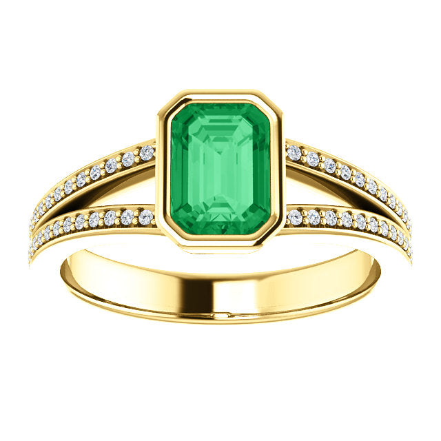 Genuine Emerald and Diamond Ring - Lumi Jewelry