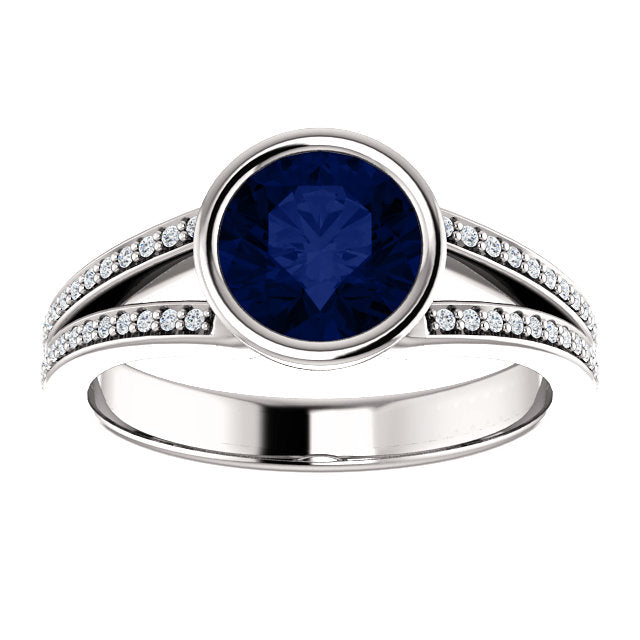 Blue Sapphire Ring with Diamond Accents - Lumi Jewelry