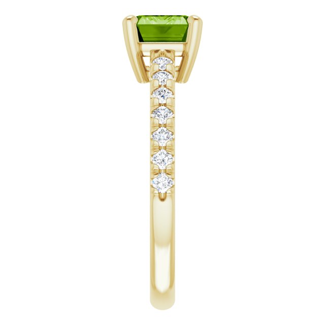 Natural Green Topaz Ring with diamonds