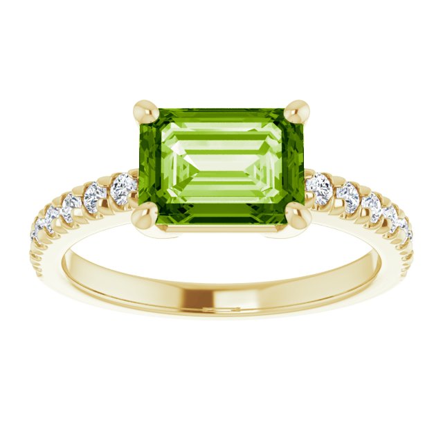 Green Topaz with diamonds on Yellow Gold