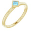 Yellow gold bezel set aquamarine stacking ring