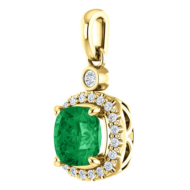 Yellow Pendant with Emerald and Diamonds - Lumi Jewelry