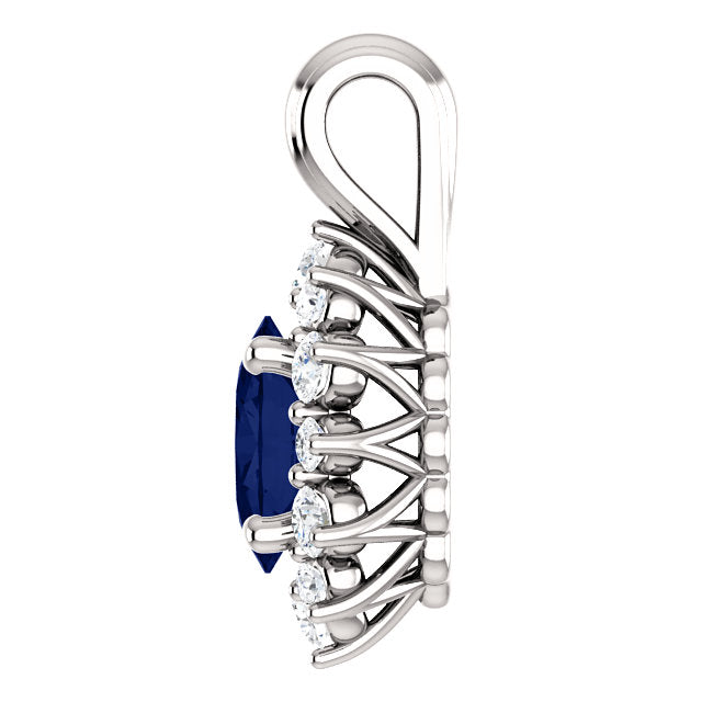 Oval Sapphire Pendant with Diamonds - Lumi Jewelry