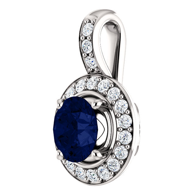 Sapphire Pendant with Diamonds - Lumi Jewelry