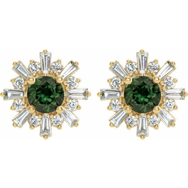 Snowflake earrings with tourmaline