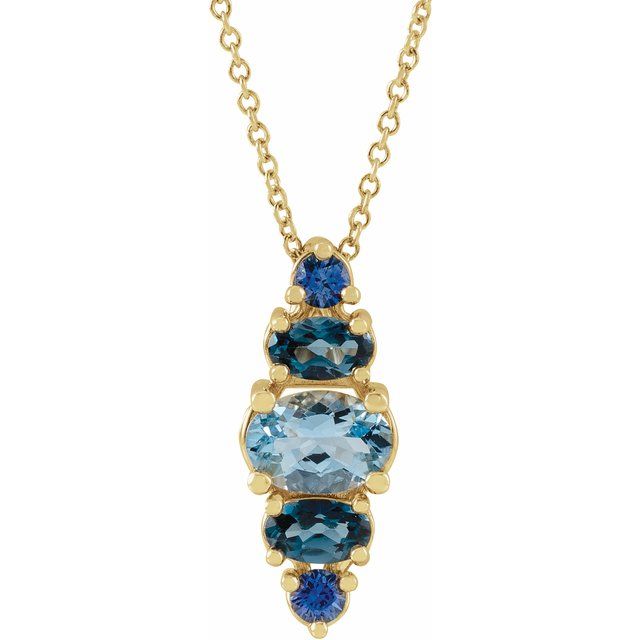 Blue Stone Yellow Necklace - Lumi Jewelry
