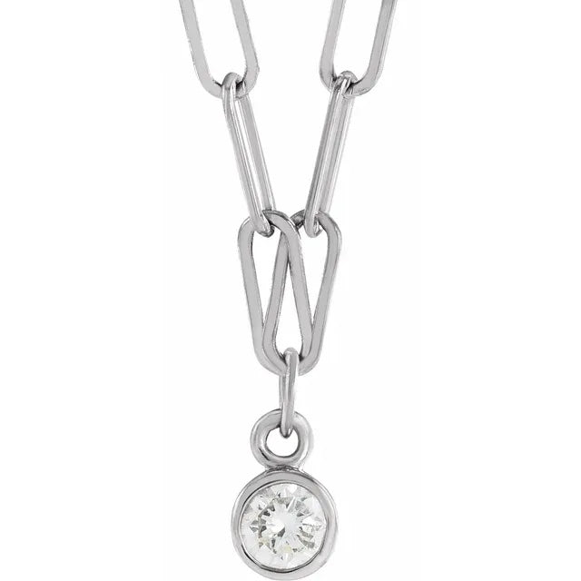 Diamond Pendant On A Gold Paper Clip Necklace - Errai Jewellery
