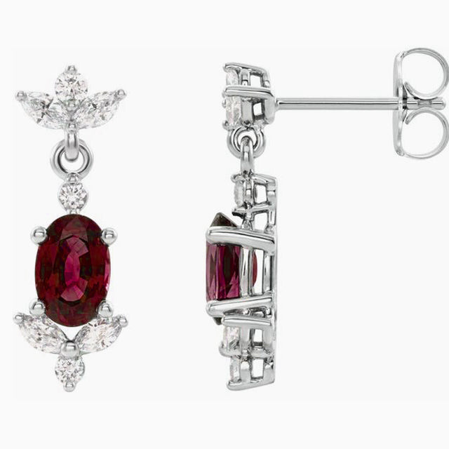 Natural Ruby earrings with Diamonds